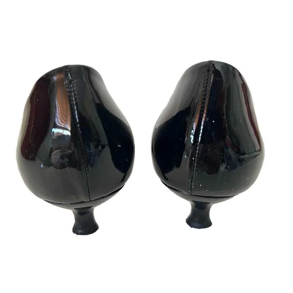 Salvatore Ferragamo Black Patent Leather Low Kitten Heel Pumps Size 7.5 B VGUC